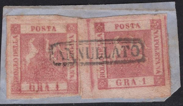 Napoli - 1gr. con doppia incisione + 1gr. con bordo di interspazio di gruppo a sinistra.