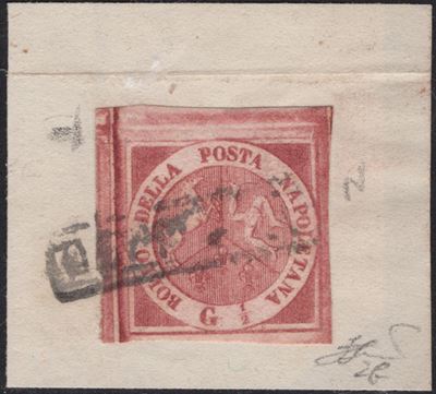 Napoli, 1/2 gr. carminio scuro n. 2b, 1858