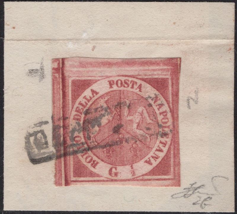 Napoli, 1/2 gr. carminio scuro n. 2b, 1858