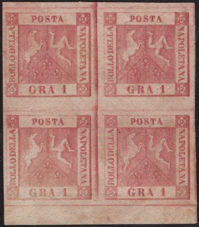 Napoli, 1gr. carminio n. 4a, II Tav. in quartina nuova, senza gomma