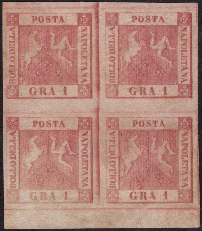 Napoli, 1gr. carminio n. 4a, II Tav. in quartina nuova, senza gomma