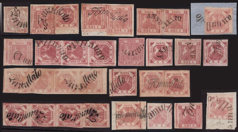 Napoli, Svolazzi: insieme di valori annullati con svolazzo (1868 ca.)
