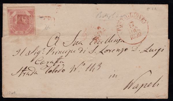 Naples - Cancellations, Postiglione in red (pt. 11)