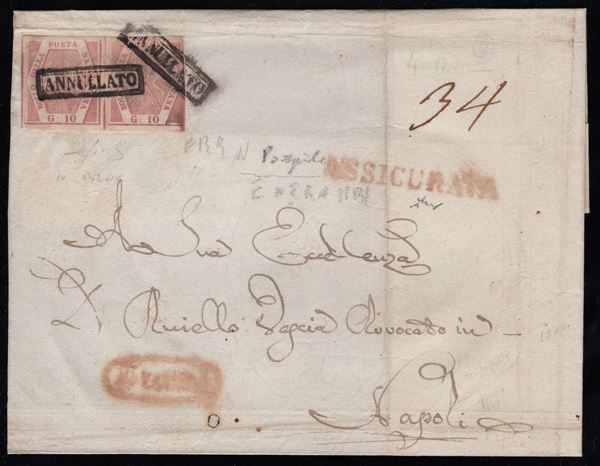 Napoli - Storia Postale, rara coppia del 10gr.