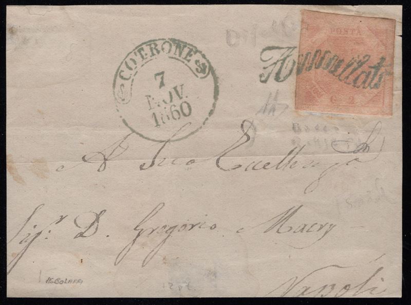Cotrone, Rosa chiaro n.7 su frammento di lettera con svolazzo verde (12pt.)