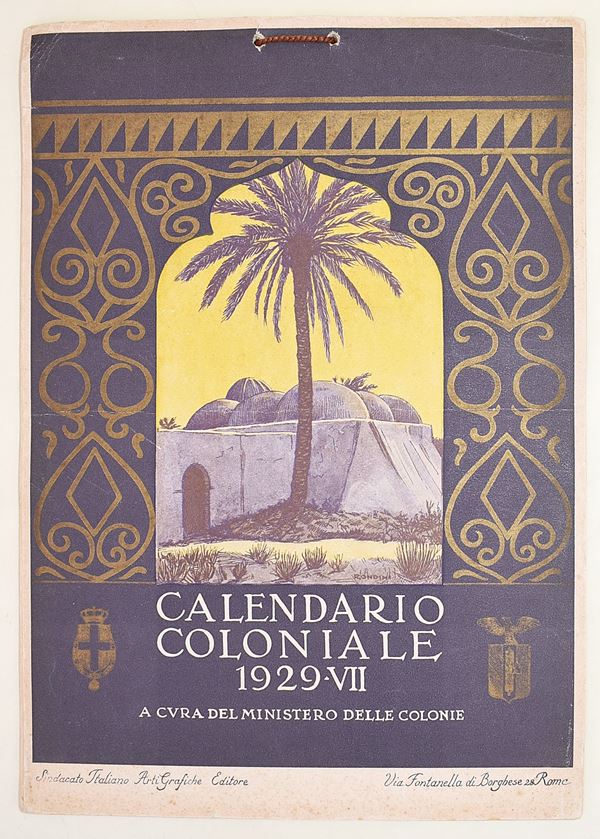 Calendario Coloniale Gennaio-Dicembre 1929-VII a cura del Ministero delle Colonie