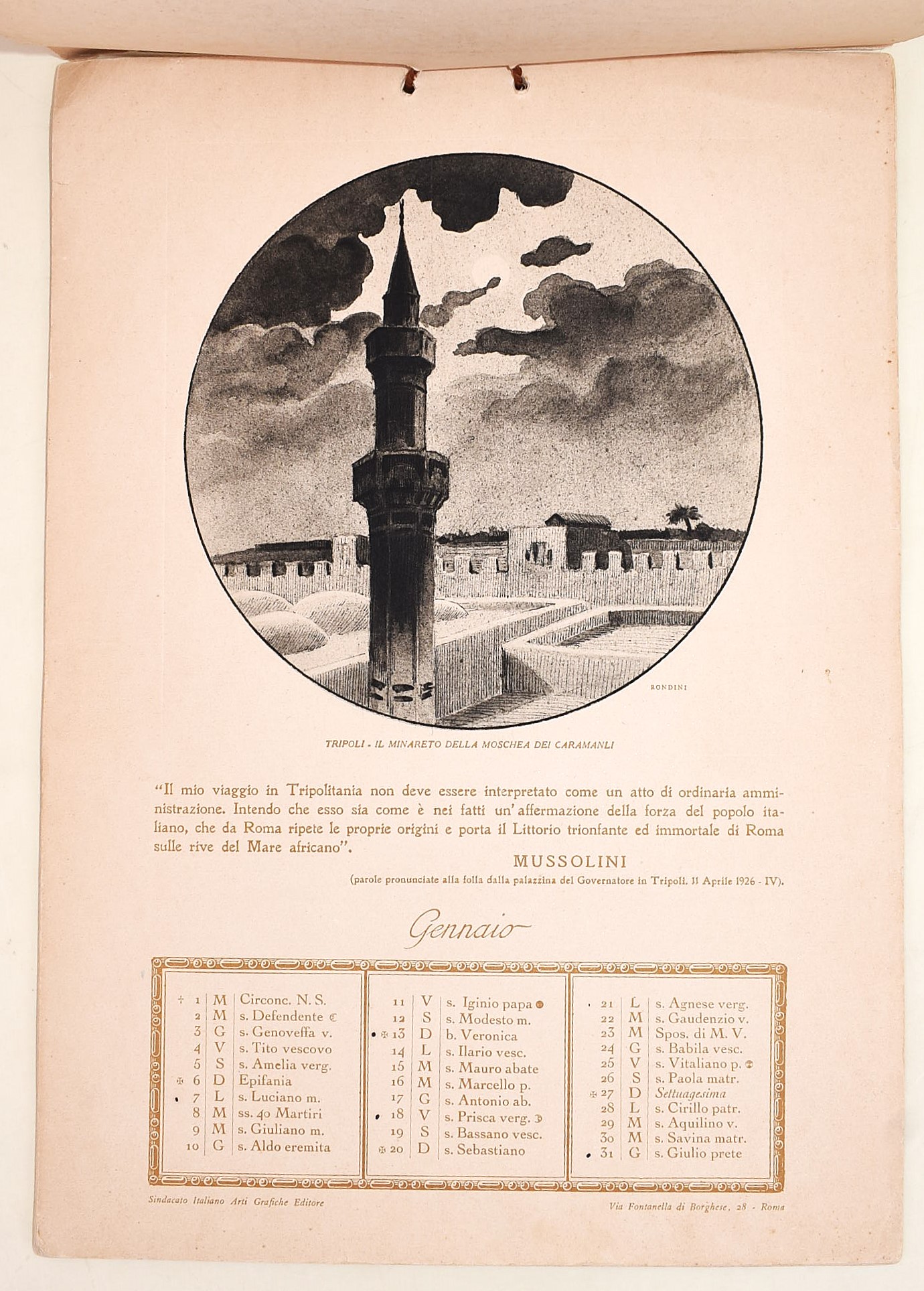 Ministero delle Colonie, Calendario Coloniale 1929 - VII
