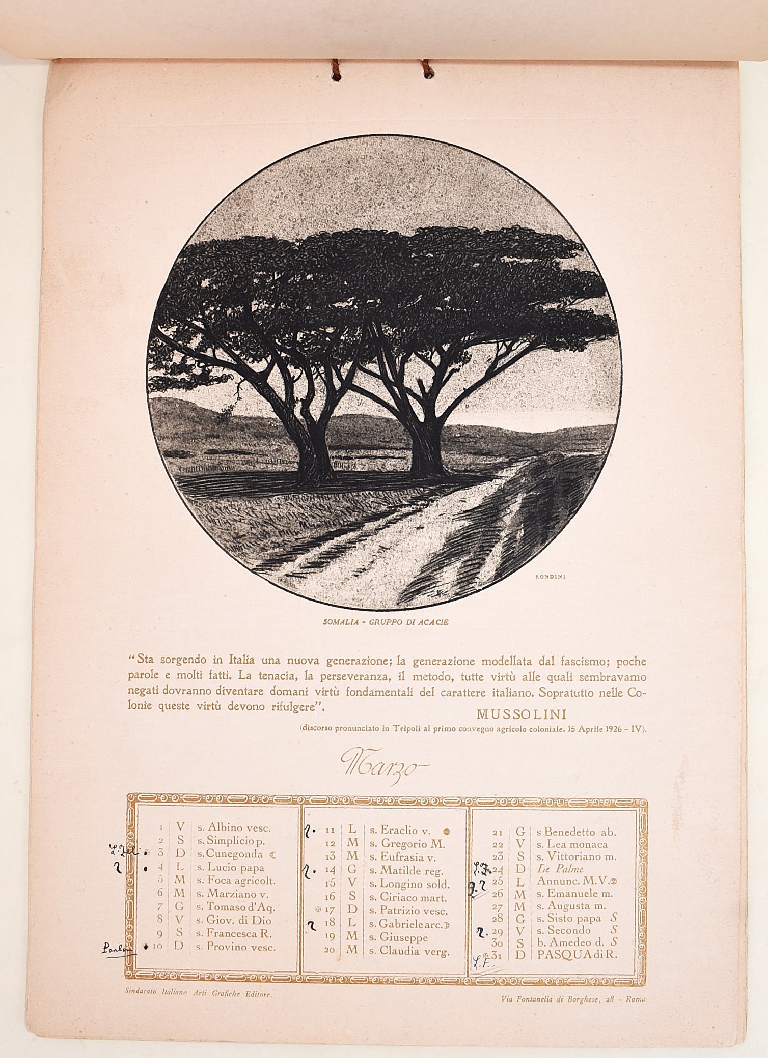 Ministero delle Colonie, Calendario Coloniale 1929 - VII