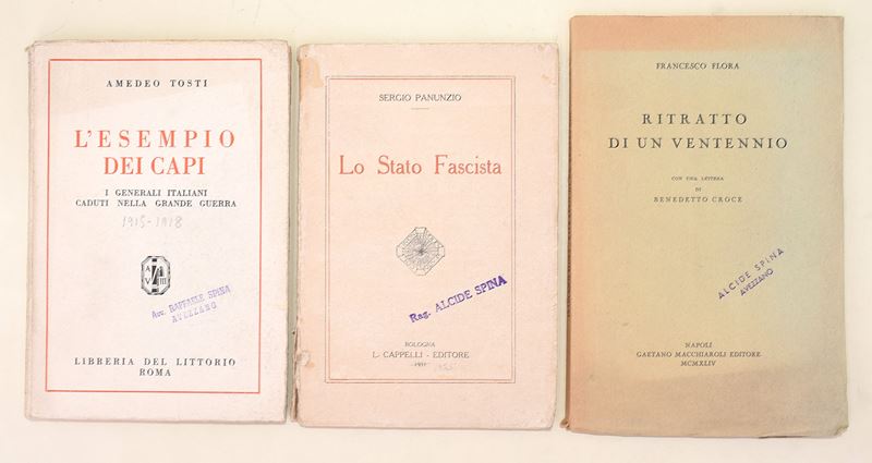 Tosti, L'esempio dei capi. I generali italiani caduti nella Grande Guerra; Panunzio, Lo Stato Fas...