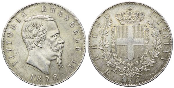 ROMA. Regno d'Italia. Vittorio Emanuele II (1861-1878). 5 Lire 1878; Ag (25 g; 36,8 mm)