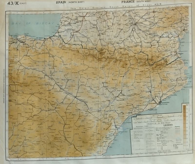 Cartina topografica della RAF, Francia, Spagna e Portogallo, scala 1:1.000.000, prima metà XX sec...