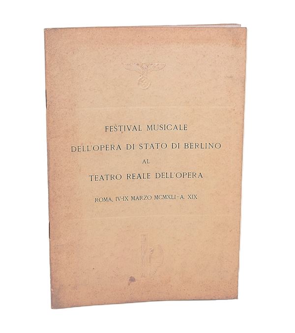 Programma del Festival Musicale dell'opera di Stato di Berlino al Teatro Reale dell'Opera 1941