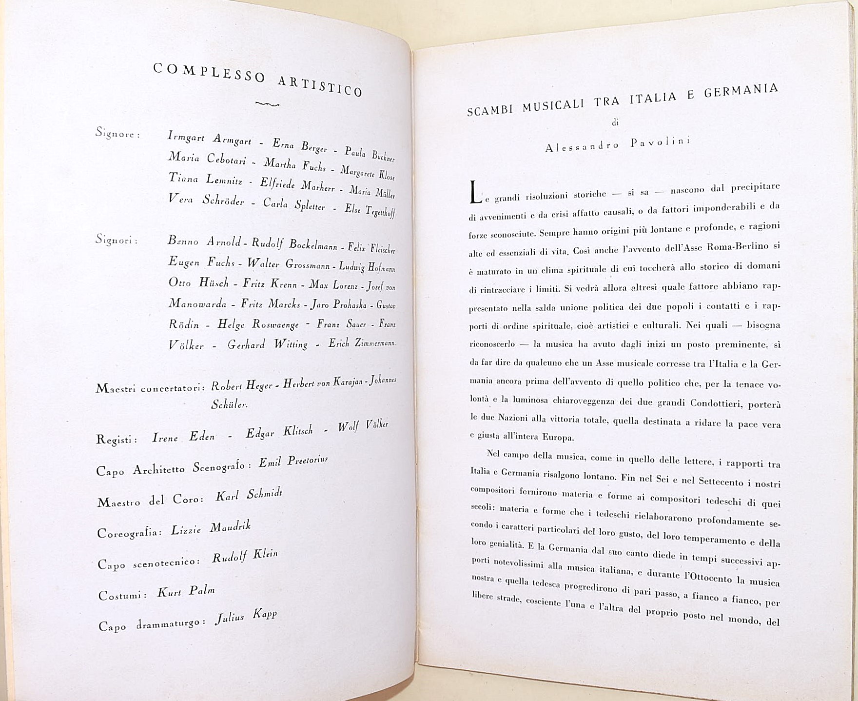 Programma del Festival Musicale dell'Opera di Stato di Berlino, Teatro Reale dell'Opera, Roma 194...