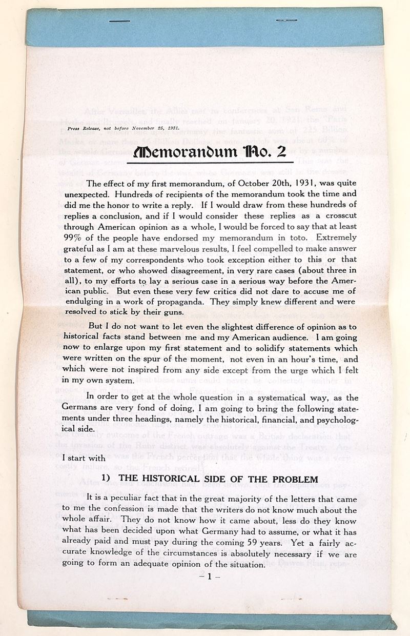 Documenti segreti, Memorandum No. 2, propaganda nazista in inglese