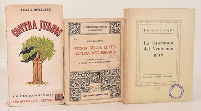 Interlandi, Contra Judaeos; Klausner, Storia della letteratura neo-ebraica; Falqui, La letteratur...