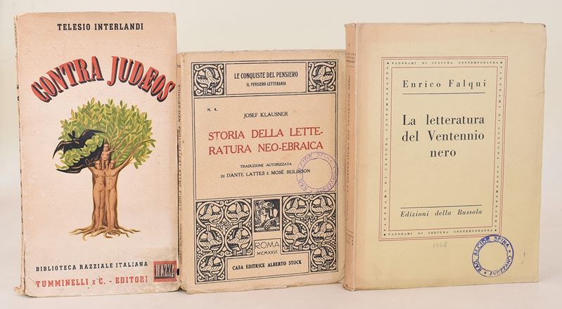 Interlandi, Contra Judaeos; Klausner, Storia della letteratura neo-ebraica; Falqui, La letteratur...