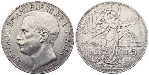 REGNO D'ITALIA. Vittorio Emanuele III (1900-1943). 5 Lire "Cinquantenario" 1911; Ag (25,03 g; 36,6 mm)