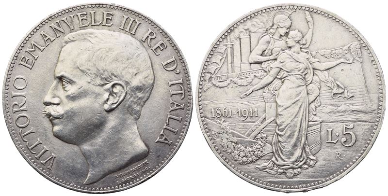 Vittorio Emanuele III, 5 Lire “Cinquantenario” 1911, argento