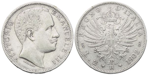 REGNO D'ITALIA. Vittorio Emanuele III (1900-1943). 2 Lire 1902; Ag (10 g; 26,8 mm). BB+