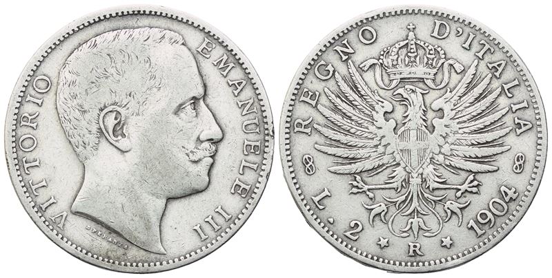 Vittorio Emanuele III, 2 Lire “Aquila Sabauda” Regno d’Italia (1904)