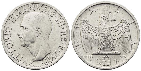 REGNO D'ITALIA. Vittorio Emanuele III (1900-1943), 1 Lira 1936; Ni (8 g; 26 mm). BB+