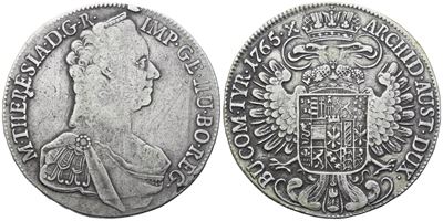 Austria. Hall. Maria Teresa (1740-1780). Tallero 1765; Ag (27,82 G; 40 MM; 12 H). Qbb