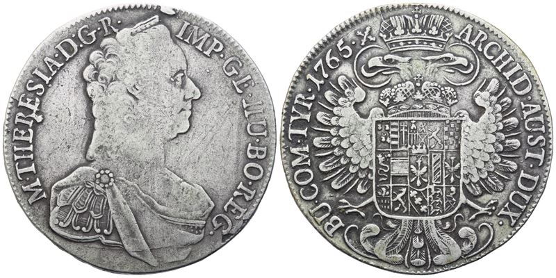 Austria. Hall. Maria Teresa (1740-1780). Tallero 1765; Ag (27,82 G; 40 MM; 12 H). Qbb
