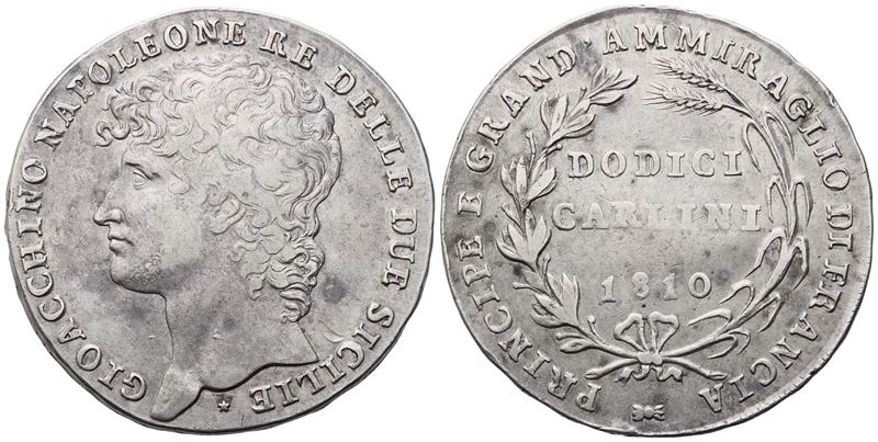 NAPOLI. Regno delle Due Sicilie. Gioacchino Murat (1808-1815). Piastra da 12 Carlini 1810; Ag (27...