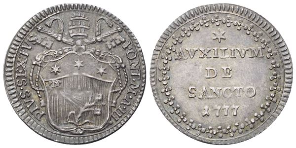 STATO PONTIFICIO. Roma. Pio VI (1775-1799). Grosso 1777  – Anno III; Ag (1,35 g; 18,6 mm)