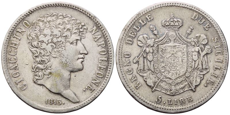 NAPOLI. Regno delle Due Sicilie. Gioacchino Murat (1808-1815). 5 Lire 1813; Ag (24,79 g; 36,9 mm)