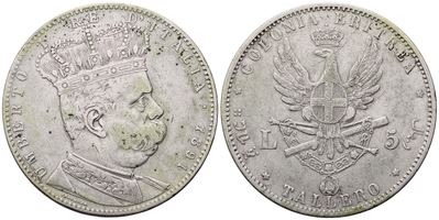 Colonia Eritrea. Umberto i (1890-1896). 5 Lire – Tallero 1891; Ag (27,83 G; 40 MM).qbb
