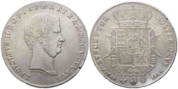 FIRENZE. Granducato di Toscana. Leopoldo II di Lorena (1824-1859). Francescone da 10 Paoli 1856; Ag (27,58 g; 40,5 mm)