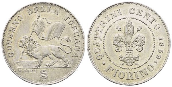 FIRENZE. Governo Provvisorio di Toscana (1859-1860). Fiorino 1859; Ag (6,84 g; 23,6 mm)