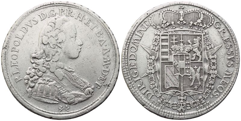 Firenze. Granducato di Toscana. Pietro Leopoldo (1765-1790). Francescone da 10 Paoli 1777. Ag (g ...