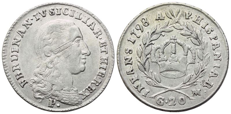 NAPOLI. Regno di Napoli. Ferdinando IV di Borbone (1759-1816). Tarì 1798; Ag (4,58 g; 23,8 mm)