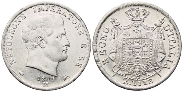 MILANO. Napoleone I Re d'Italia (1805-1814). 2 Lire 1811; Ag (10 g; 27 mm)