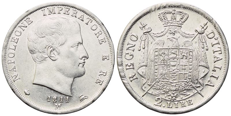 MILANO. Napoleone I Re d'Italia (1805-1814). 2 Lire 1811; Ag (10 g; 27 mm)