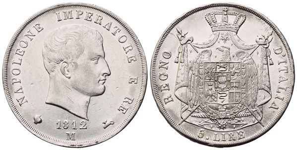 MILANO. Napoleone I Re d'Italia (1805-1814). 5 Lire 1812; Ag (25 g; 37 mm)