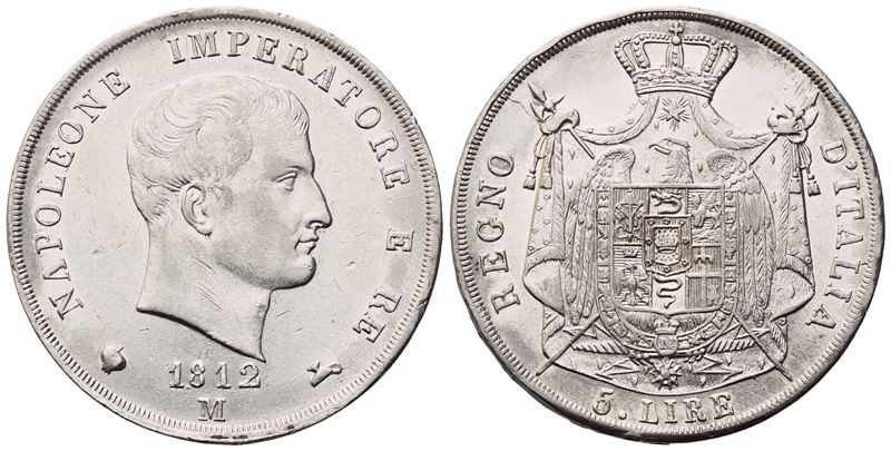 MILANO. Napoleone I Re d'Italia (1805-1814). 5 Lire 1812; Ag (25 g; 37 mm)