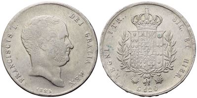 Napoli. Regno delle Due Sicilie. Francesco i di Borbone (1825-1830). Piastra 120 Grana 1825. Ag. ...