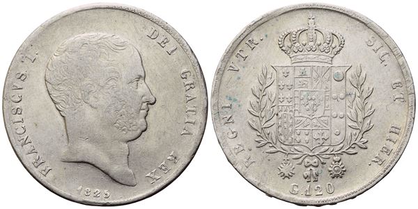 NAPOLI. REGNO DELLE DUE SICILIE. Francesco I di Borbone (1825-1830). Piastra 120 grana 1825. Ag. 27,3gr. BB+