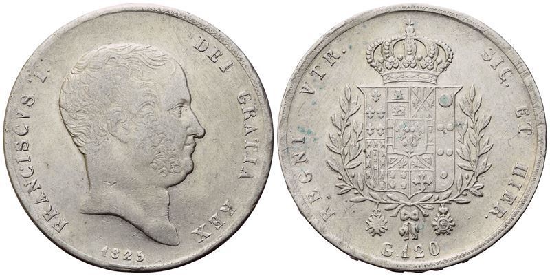 Napoli. Regno delle Due Sicilie. Francesco i di Borbone (1825-1830). Piastra 120 Grana 1825. Ag. ...