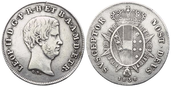 FIRENZE. GRANDUCATO DI TOSCANA. Leopoldo II (1824-1859). Paolo 1858; Ag (2,60 g; 23 mm). BB