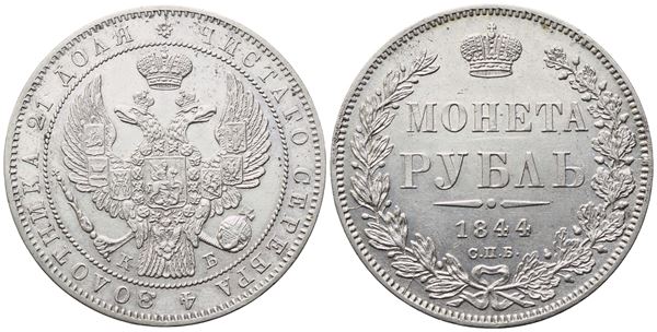 RUSSIA. Nicola I (1825-1855). Rublo 1844; Ag (20,78 g; 35 mm)