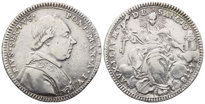 Stato Pontificio. Roma. Pio Vi (1775-1779). Quinto di Scudo, Doppio Giulio 1778 – Anno IV; Ag (5,...