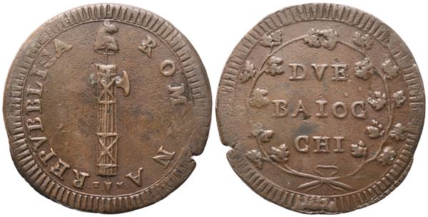 ROMA. Prima Repubblica Romana (1798-1799). 2 Baiocchi; Cu (14,98 g; 35 mm)