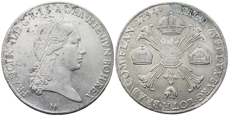 Milano. Francesco II D'asburgo Lorena (1792-1800), Crocione 1794; Ag (29,45 G; 40 MM). Bb+