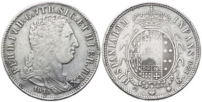 Ferdinando IV di Borbone, Piastra 1815 (Regno di Napoli), argento