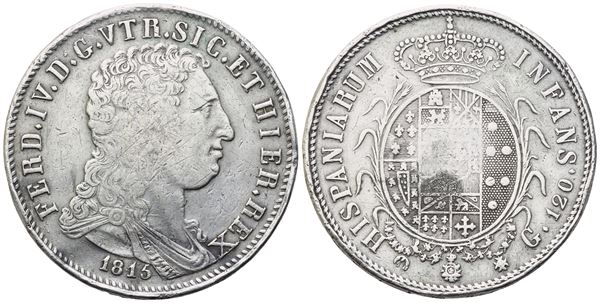 NAPOLI. Regno di Napoli. Ferdinando IV di Borbone (1759-1816). Piastra 1815; Ag (27,30 g; 36,8 mm)