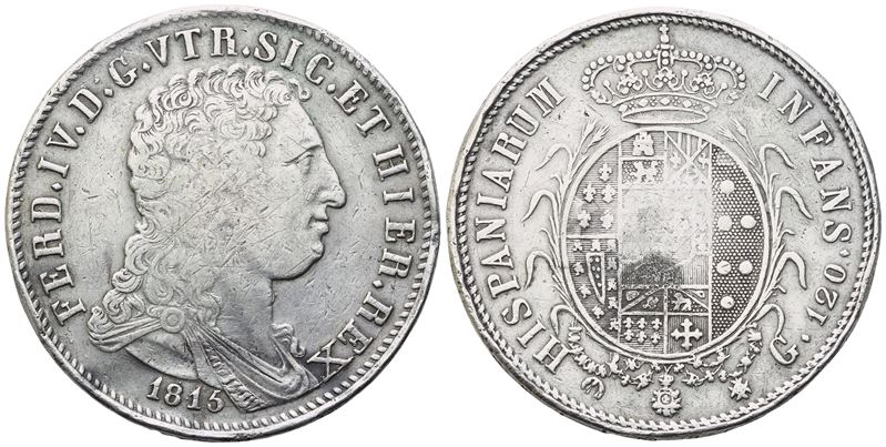Ferdinando IV di Borbone, Piastra 1815 (Regno di Napoli), argento